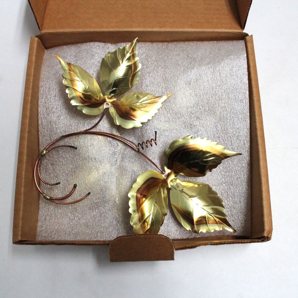 2 Pieces - Copper and Gold Color Home Interiors and Gifts Metal Leaves Decor